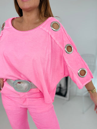 T-Shirt in Pink mit Cut-Outs an Ärmeln für Damen OS 36-42 - Levelone GmbH & Co. KG