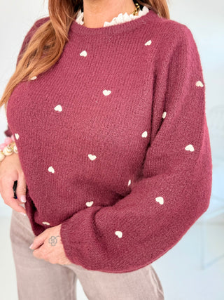 Strickpullover in Bordeaux aus hochwertigem Strick für Damen in Onesize 36-42
