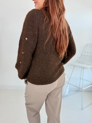 Strickpullover in Braun aus hochwertigem Strick für Damen in Onesize 36-42