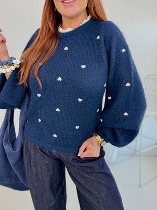Strickpullover in Blau aus hochwertigem Strick für Damen in Onesize 36-42