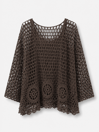 Häkelpullover in Braun incl. Top