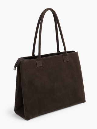 Wildleder Shopper Tasche in Schwarz, echtes Wildleder für Damen - Levelone GmbH & Co. Kg