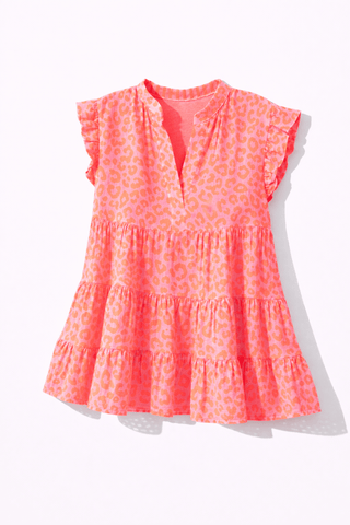 Musselin Bluse Leo in Flieder-Neonorange Onesize 36-42