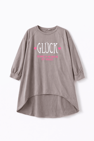 Langarmshirt Beige mit Print vorne