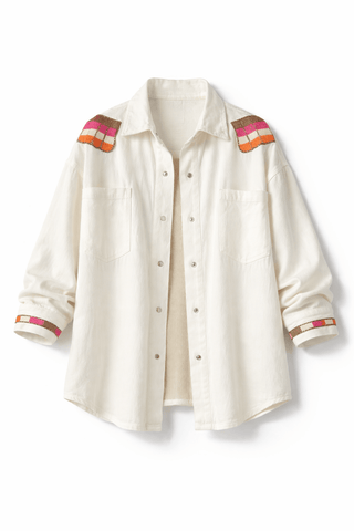 Jeanshemd mit Perlenstickerei