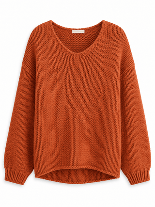 Alpaka Strickpullover in Rostbraun. Verarbeitung mit Wolle und Alpaka für Damen in Onesize 36-42 - Levelone GmbH & Co. KG
