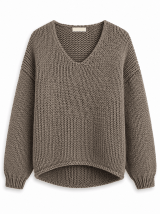 Alpaka Strickpullover in Taupe. Verarbeitung mit Wolle und Alpaka für Damen in Onesize 36-42 - Levelone GmbH & Co. KG