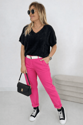 Stretchhose in Pink Gürtel inkl.