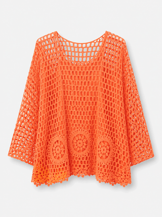 Häkelpullover in Apricot incl. Top