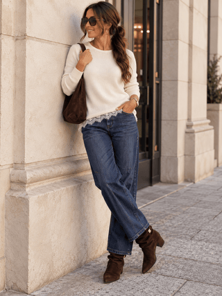 Feinstrickpullover in Creme für Damen mit kuschlig, weicher Haptik in Einheitsgröße 36-42 - Levelone GmbH & Co. KG