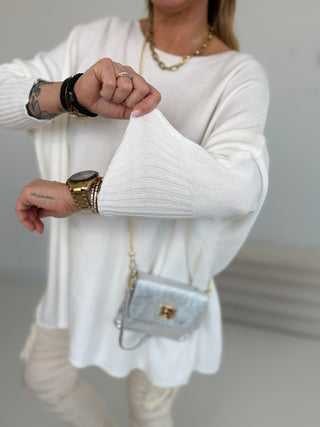 Feinstrickpullover in Weiss