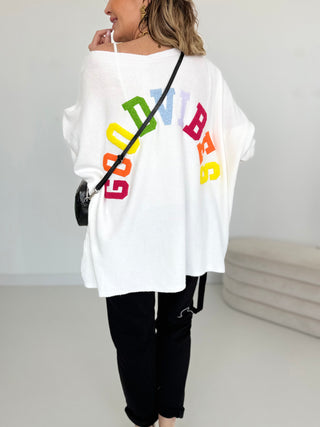 Feinstrickpullover in Wollweiß mit Rundhals-Ausschnitt