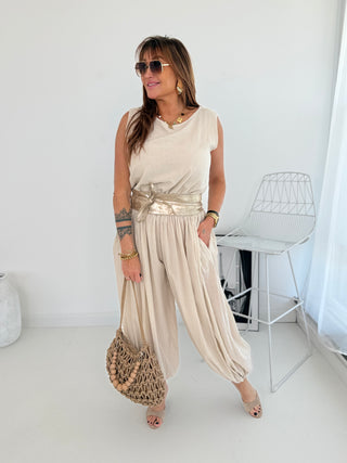 Zweiteiler in Beige | Damen Einheitsgröße 36-42 | Levelone