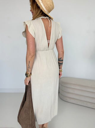 Musselin Kleid in Beige