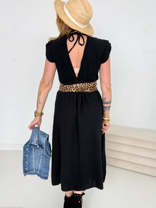 Musselin Kleid in Schwarz