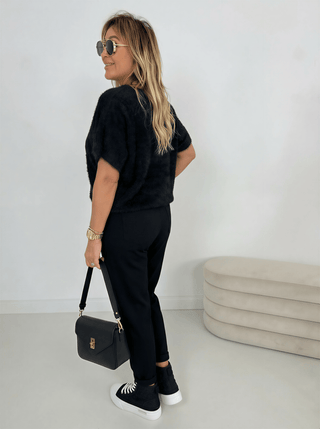 Stretchhose in Schwarz Gürtel inkl. für Damen